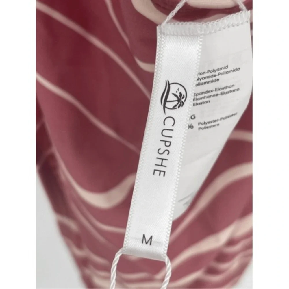 Cupshe Swimsuit One Piece Halter Women's‎ Size Medium Pink White New
